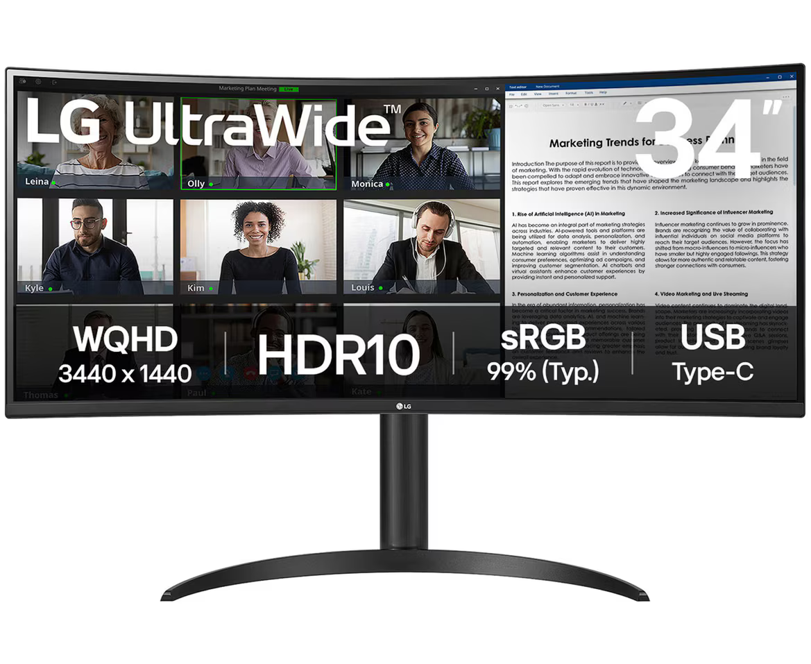 Монитор LG 34" Ultra Wide 34 WR55 QK-B черный VA LED 21:9 HDMI матовая HAS 300cd 178гр/178гр 3440x1440 100 Hz DP Ultra WQHD USB 6.9кг