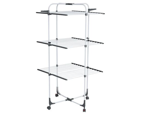 Сушилка для белья Laima Home 700472 High-Rise раскладная 3 уровня, 30 метров, на колесах