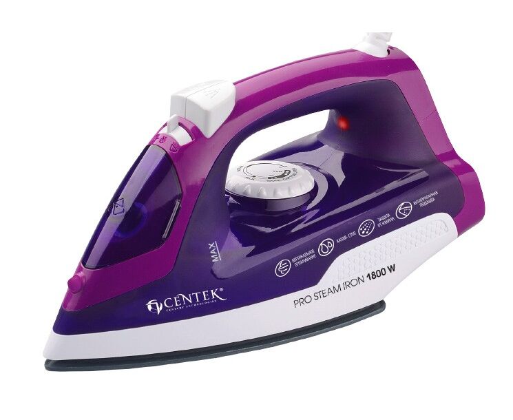 Утюг Centek СТ-2348 violet (фиолет) 1800 Вт керамическая подошва. паровой удар. самоочистка. 200мл