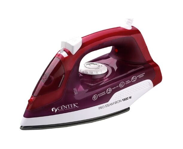 Утюг Centek CT-2347 Red (красный) 1800 Вт, антипригар. подошва, паровой удар, самоочистка, 200мл