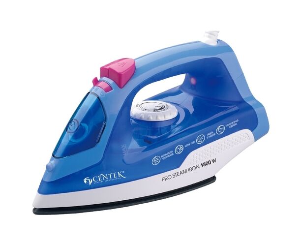 Утюг Centek СТ-2348 blue (синий) 180081. керамическая подошва. паровой удар. самоочистка. 200мл