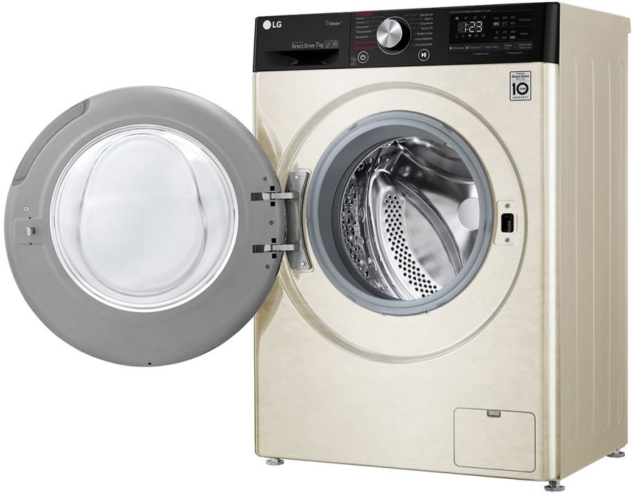 Стиральная машина LG F2 V5 HS9 B 85x60x45см кл.:A фронт. макс.:7кг бежевый, люк-черный, 1200 об/мин