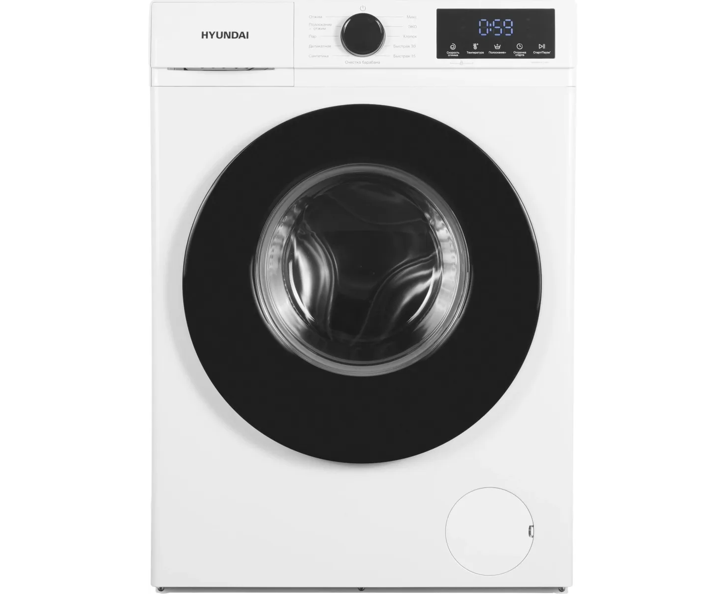 Стиральная машина Hyundai WME8212 класс A загр.фронтальная макс.8кг белый инвертер