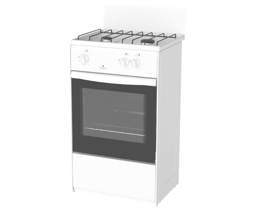 Плита Газовая Darina 1 AS GM 521 001 W белый, реш.сталь, 85x50x40см, 2 конфорки, духовка 45л