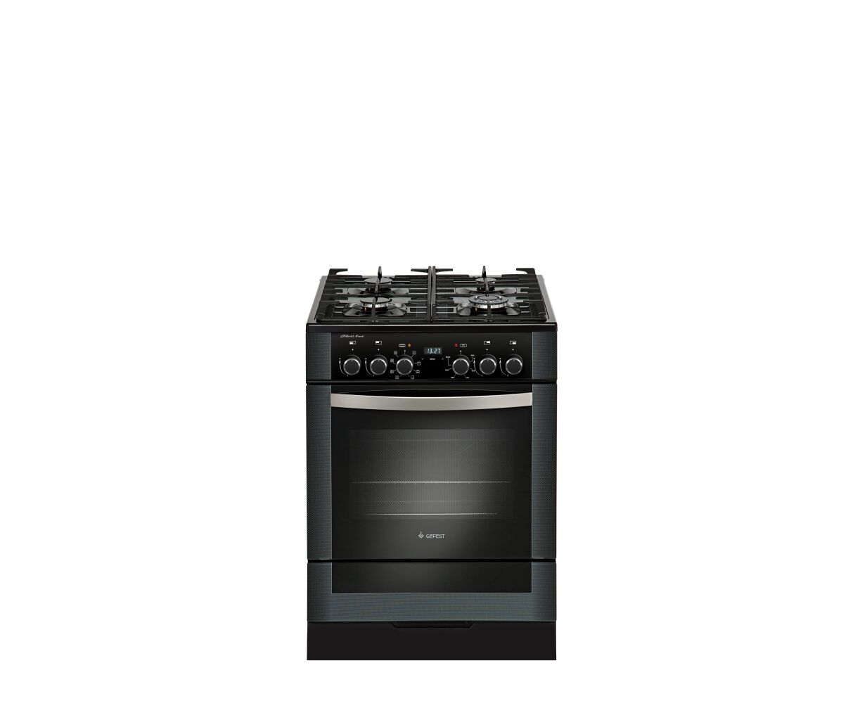 Газовая плита Gefest ПГЭ 6502-03 0244 черный (без крышки), чугун,решетки 85x60x60см, 4 конфороки, электродуховка 55л, класс А