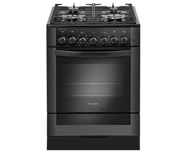 Газовая плита Gefest ПГЭ 6502-03 0029 черный, 85х 60х 60см, электрич мультифункц духовка 52л, 8 программ, таймер механич, электроподжиг кнопкой, чугунные решетки
