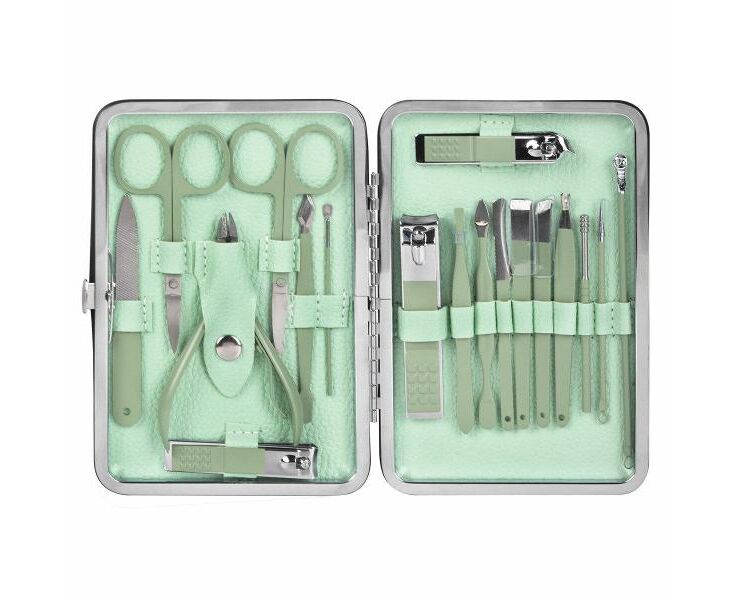 Набор для маникюра и педикюра WBZ 609489 Standard в футляре зеленый