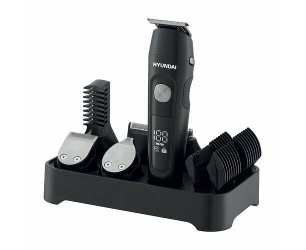Машинка для стрижки Hyundai H-HC7120 черный/серебристый (насадок 10шт)