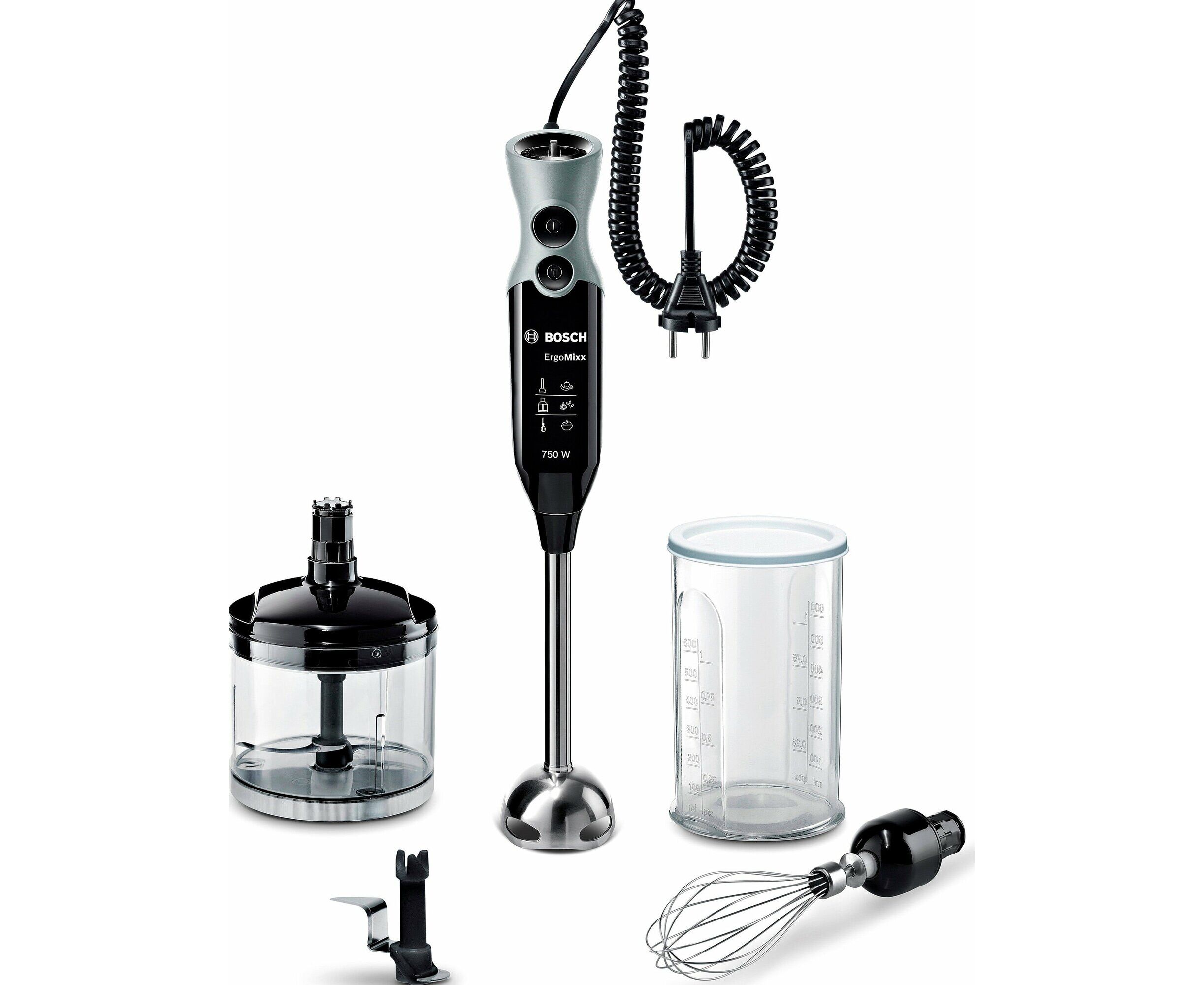 Блендер погружной Bosch MSM67170 черный/серый