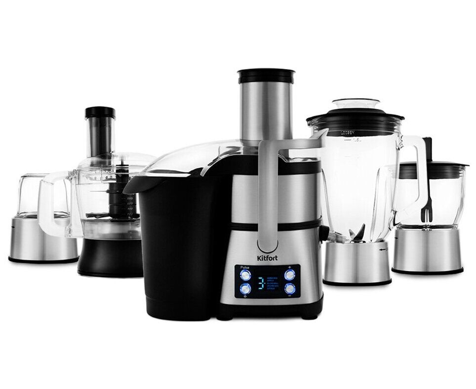 Кухонный комбайн Kitfort KT-1395 серебристый/черный