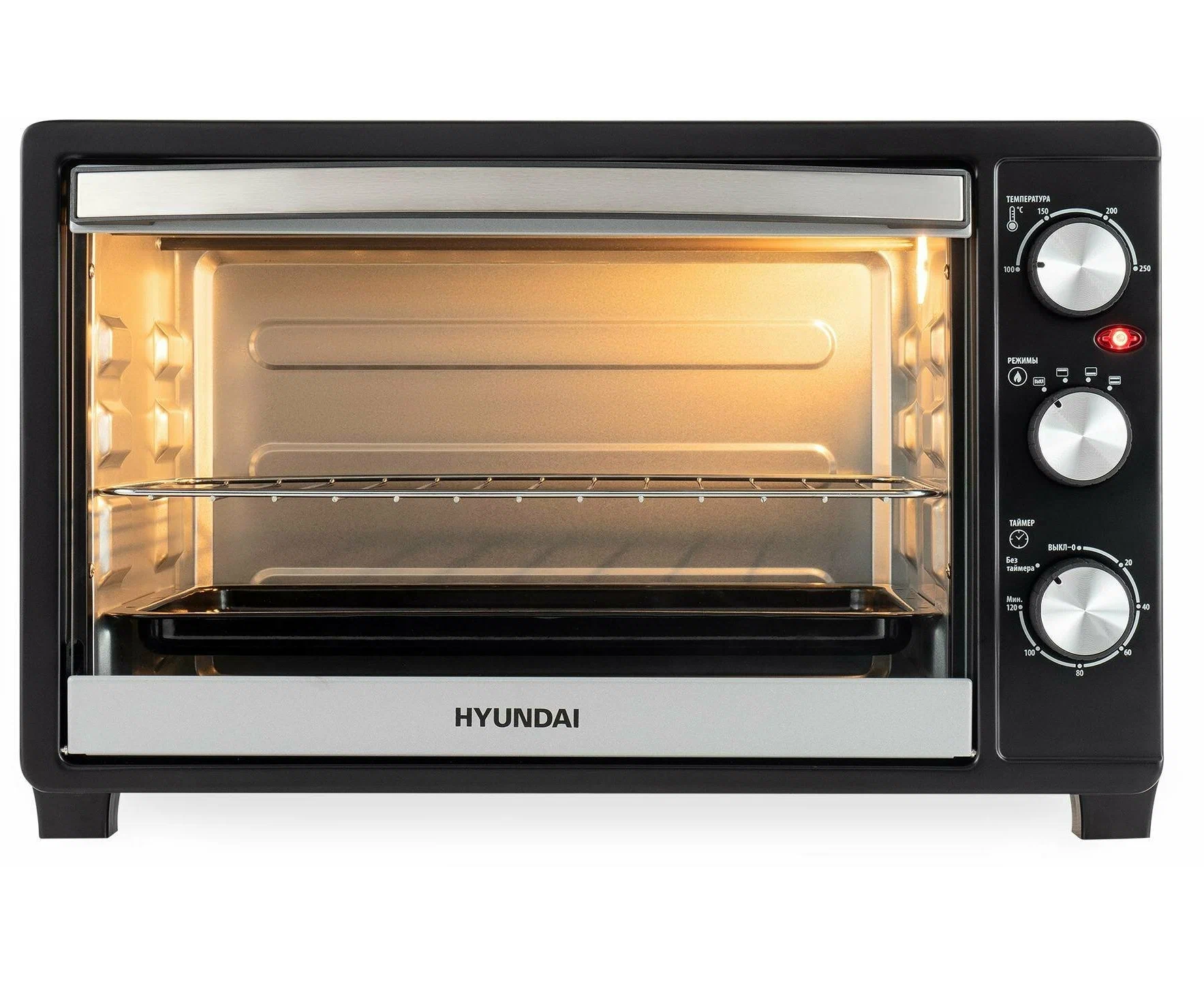 Мини-печь Hyundai MIO-HY074 серебристый/черный