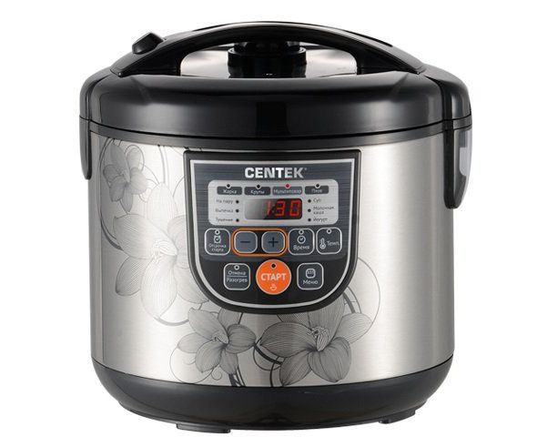 Мультиварка Centek CT-1498 Ceramic (чёрный, сталь) 700 Вт, 5.0л, керамическое покрытие чаши, 10 пр-м.