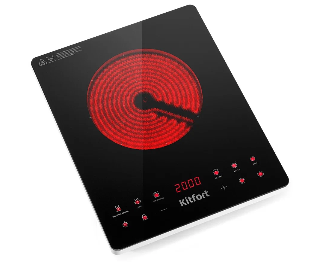 Настольная плита Kitfort КТ-140 черный/серебристый
