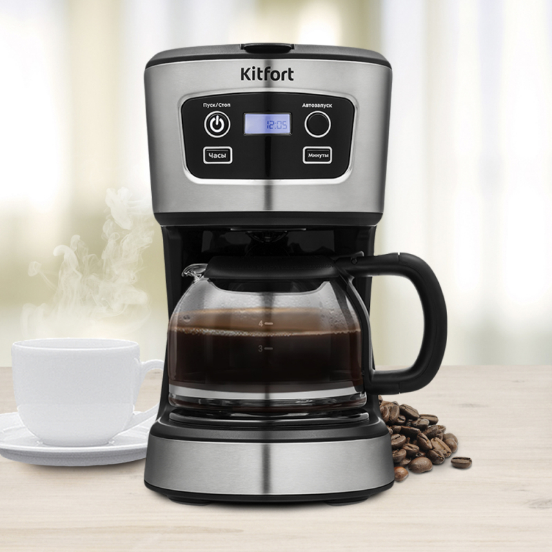 Кофеварка Kitfort КТ-738 черный/серебристый