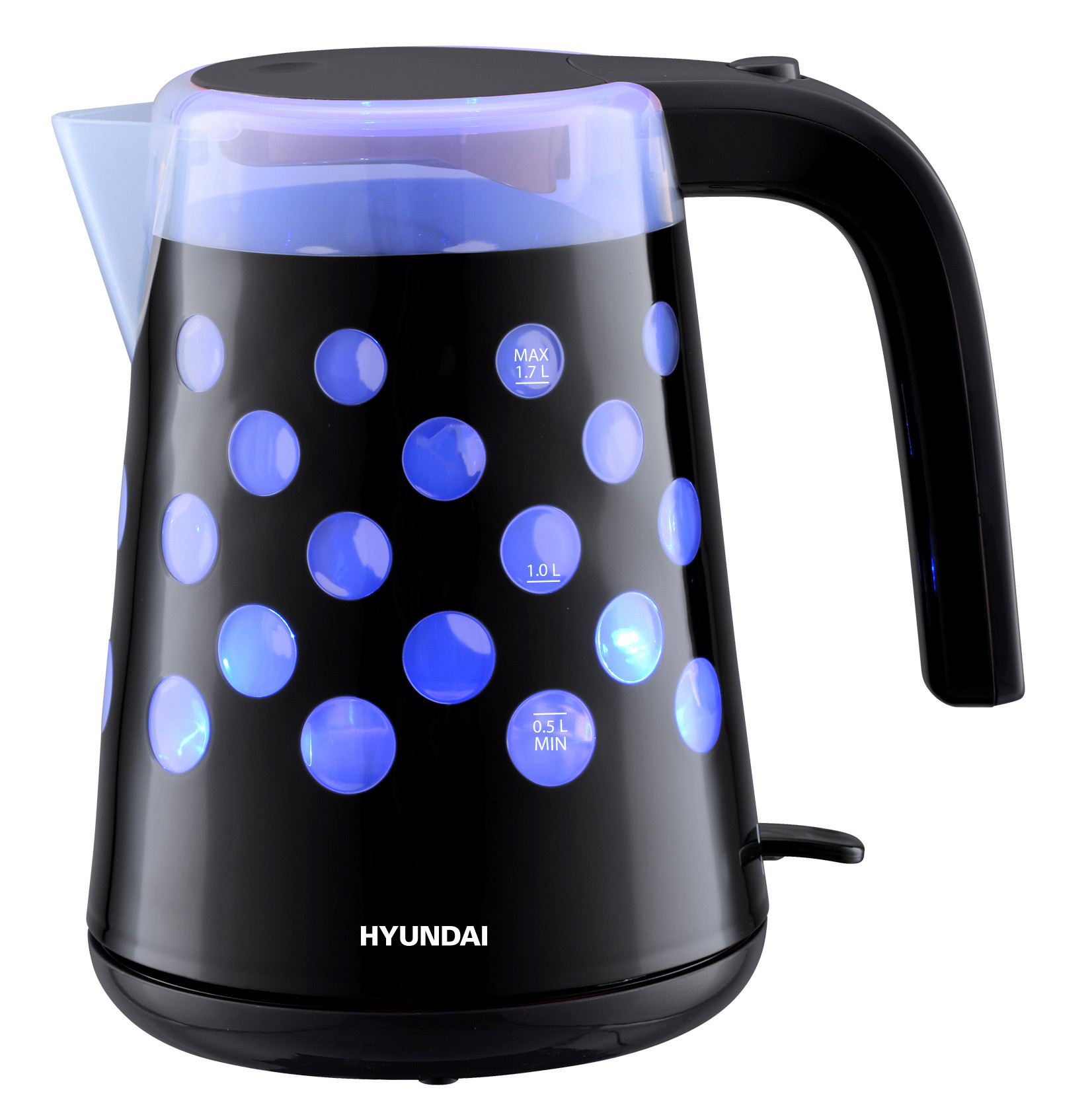 Чайник Hyundai HYK-G2012 1.7л. 2000 Вт черный, корпус: пластик