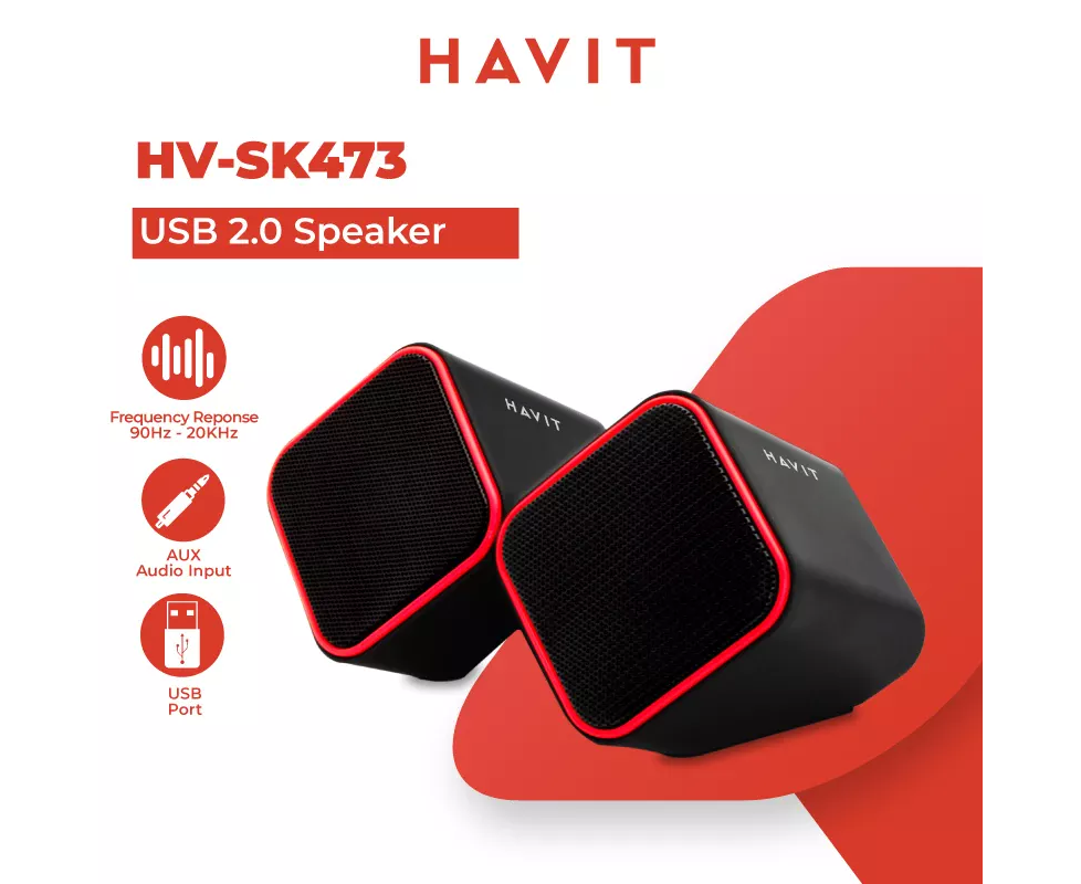 акустика HAVIT HV-SK473 2.0 USB 6 Bт. Черно-красная