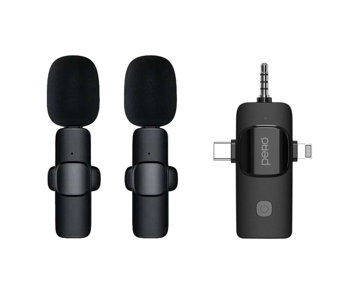Набор беспроводных микрофонов PERO CM03, универсальный ресивер, черный