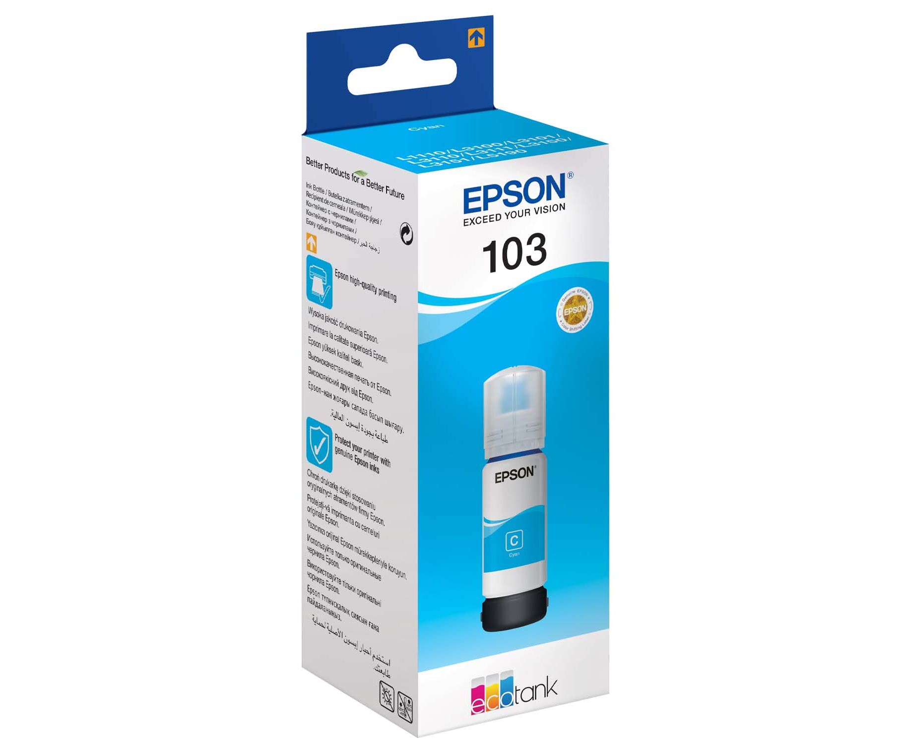 EPSON 103 C C13 T00 S24 A с голубыми чернилами для L3210, L3216, L3256, 65 мл.(cons ink)