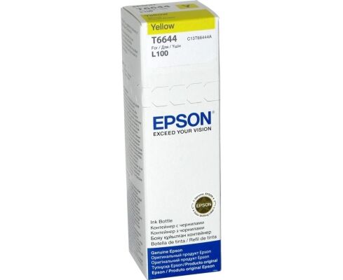 Чернила Epson L100/L200/L110/L120/L1300/L210/L222/L300/L312/L350/L355/L362/L456/L550/L555/L566 (O) C13 T66444 A/C13 T664498, Yellow, 70ml