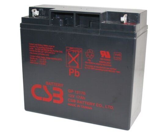 АКБ для ИБП 12 В 17 Ач CSB GP12170, 68 W/cell, 204 Whr, 5.59 кг, (Шх Гх В) 181х 77х 167 мм (167 с клеммами)