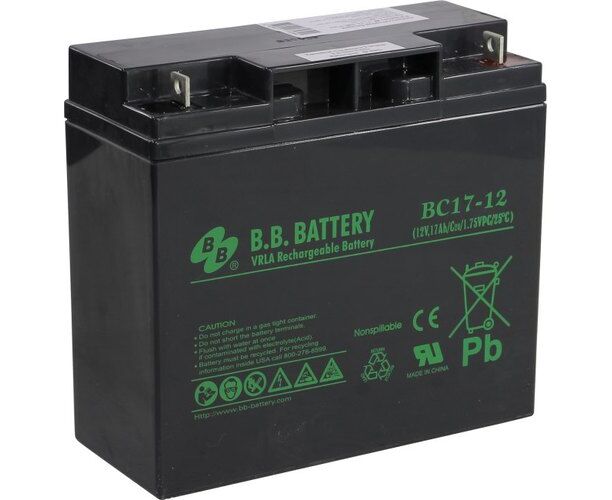 АКБ для ИБП 12 В 17 Ач BB Baterry BC 17-12, 5,62 кг, (Шх Гх В) 181x76x166 мм (166 с клеммами)