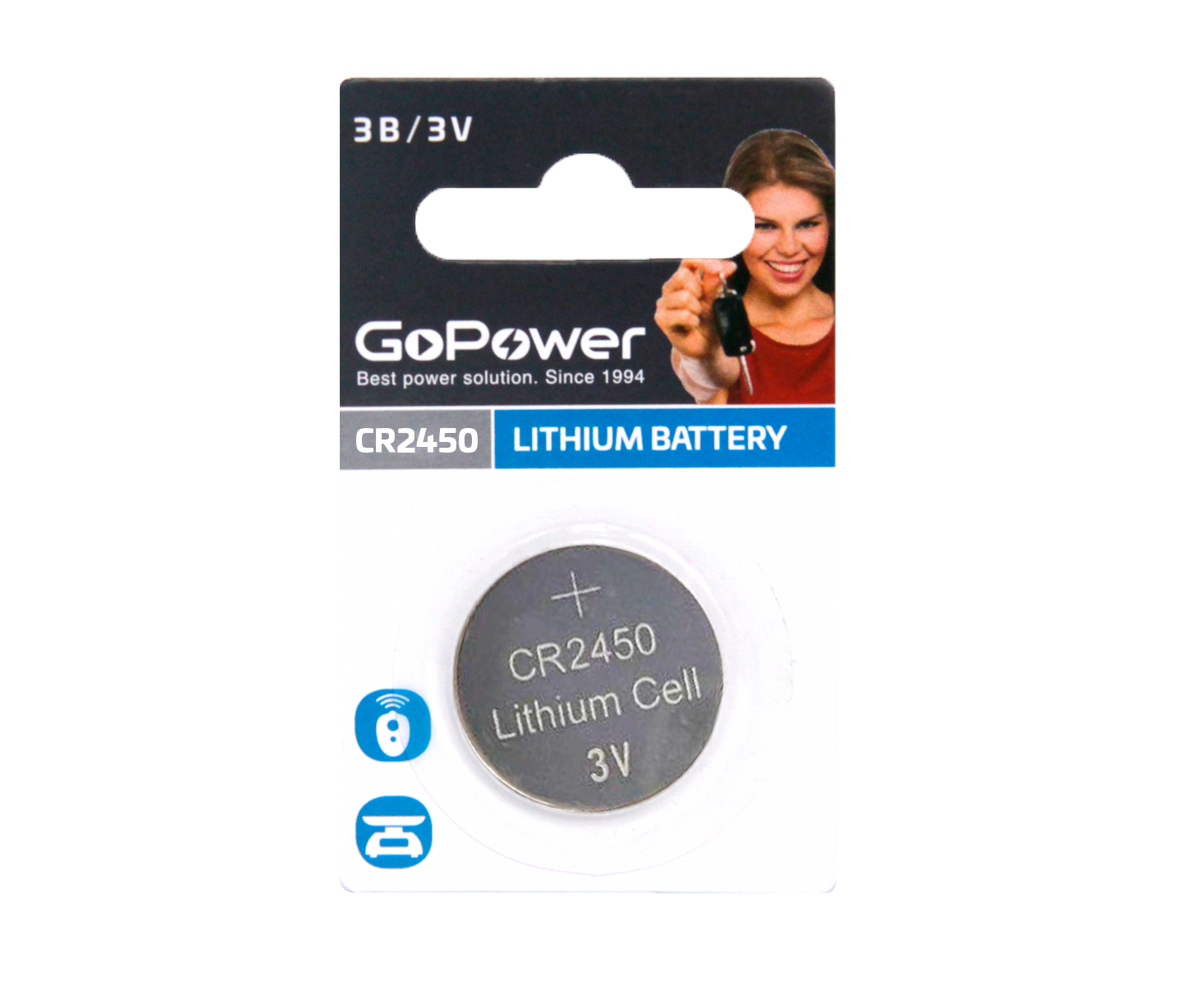 Батарейка Go Power CR2450 BL1 Lithium 3 V (1/40/2000)