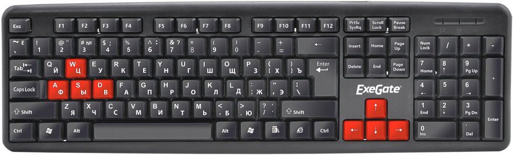 Клавиатура Exegate LY-403 черный, 8 красных клавиш
