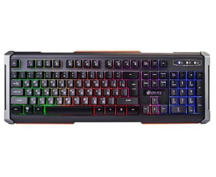 Клавиатура Oklick 717 G Black Death черный/серый USB Multimedia for gamer LED
