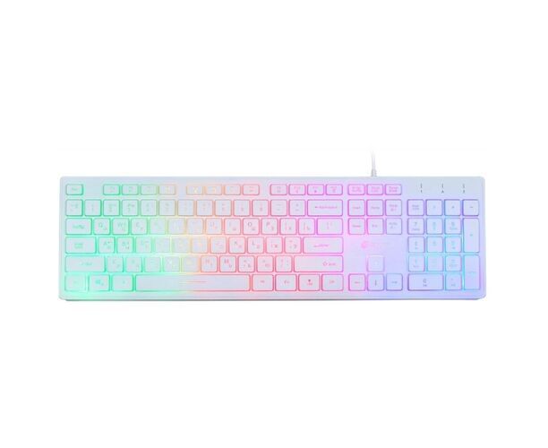 Клавиатура Oklick 550 ML белый USB slim Multimedia LED