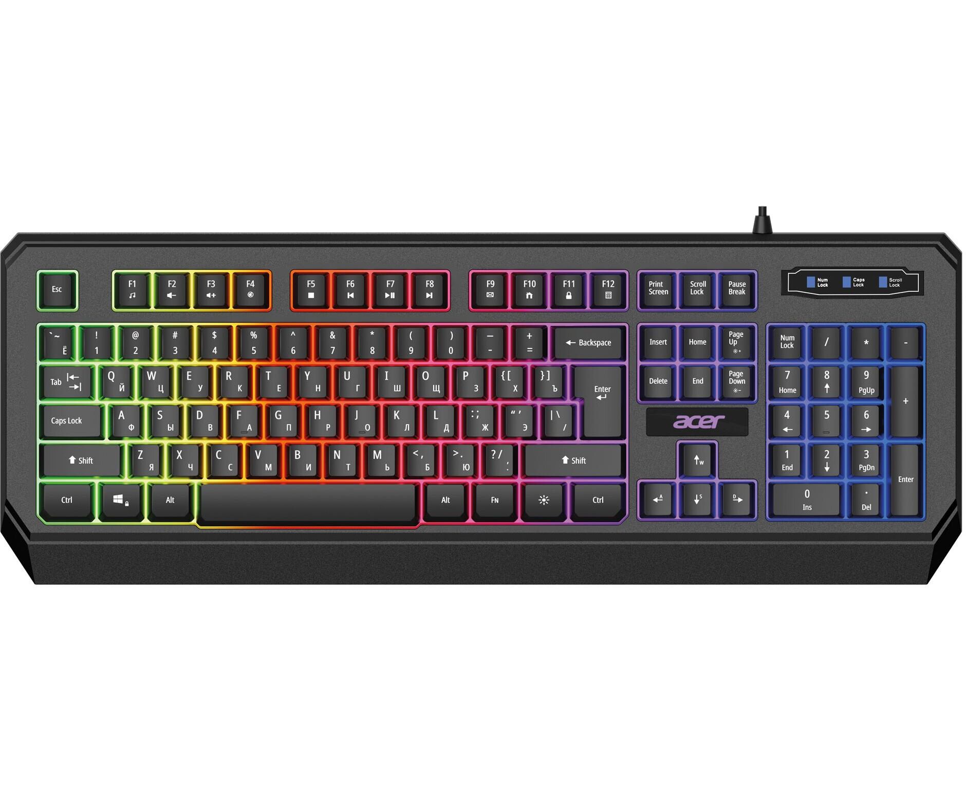 Клавиатура Acer OKW300 черный USB for gamer LED (ZL.KBDCC.019)