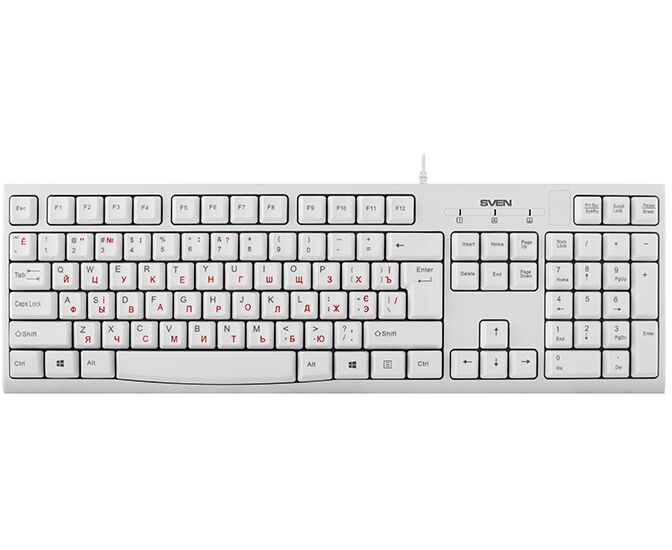 Клавиатура SVEN KB-S300, 10кл., USB, (SV-016647) белый
