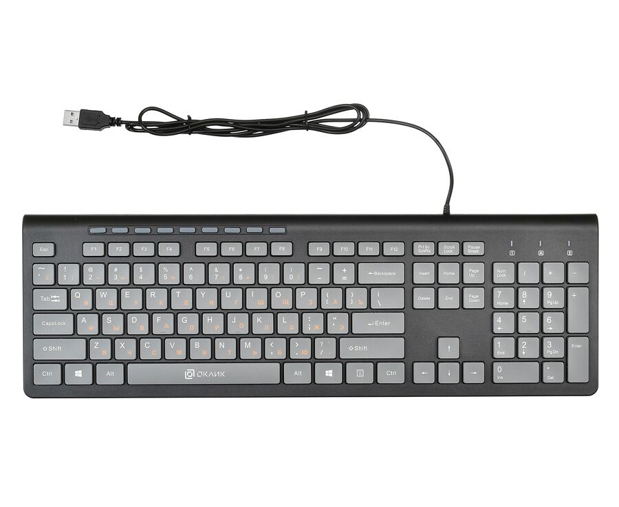 Клавиатура Oklick 480 M черный/серый USB slim Multimedia