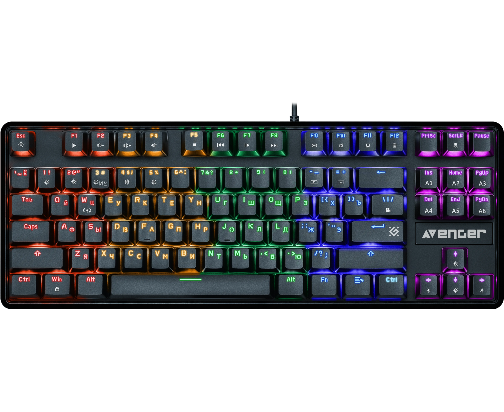 Клавиатура механическая DEFENDER Avenger GK-412 RU,Rainbow,красн.свитчи,87кн 45410