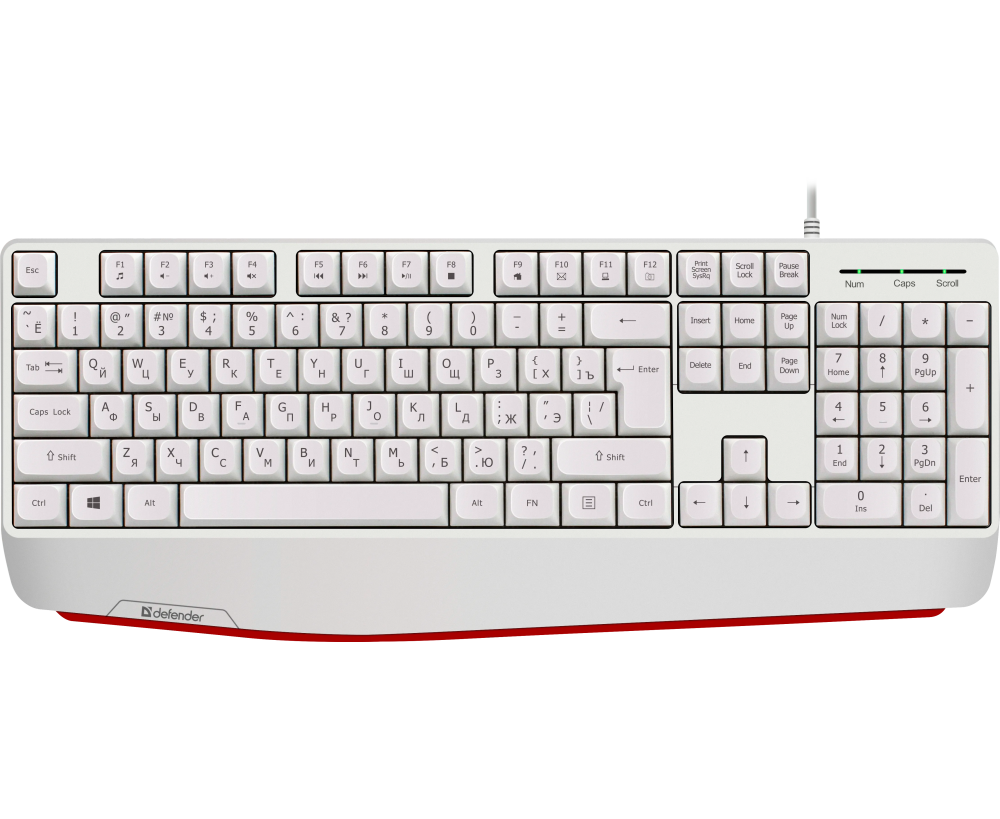 Клавиатура Defender Atom HB-546 RU (45547) проводная, белый