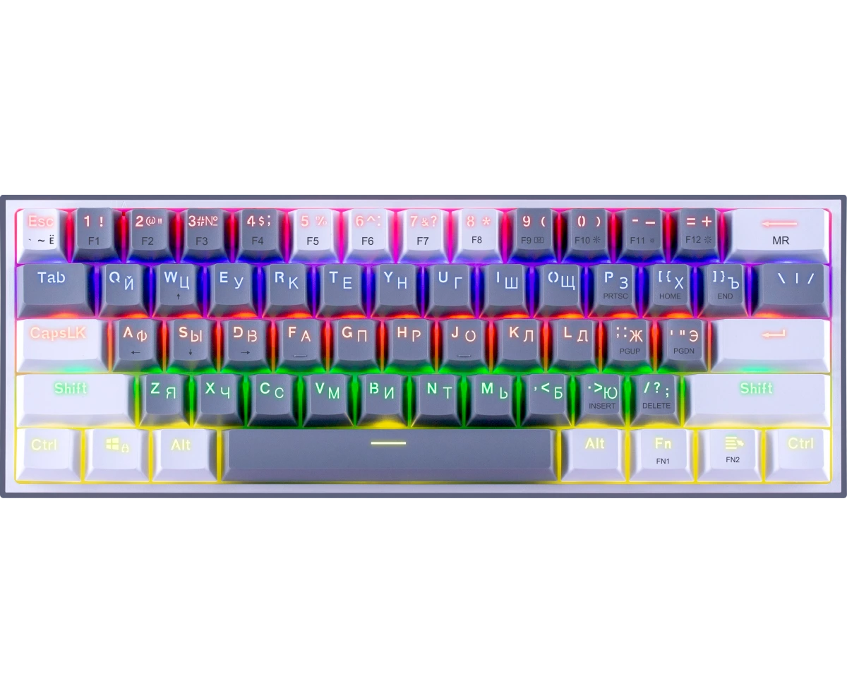 Клавиатура REDRAGON Fizz, Rainbow, 72602 белый + серый