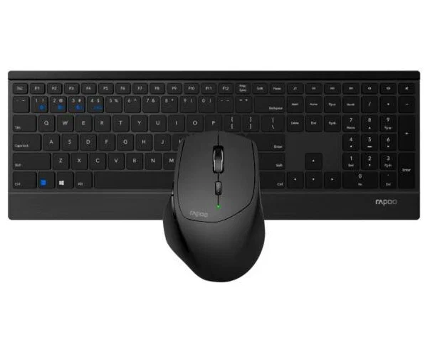 Клавиатура + мышь Rapoo 9500 M (18892) клав. черный, мышь. черный USB беспроводная Bluetooth/Радио