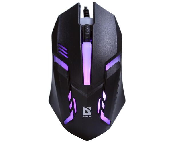 Мышь DEFENDER Hit MB-550 Black, 7 цветов, 3 кн., 1200 dpi, USB