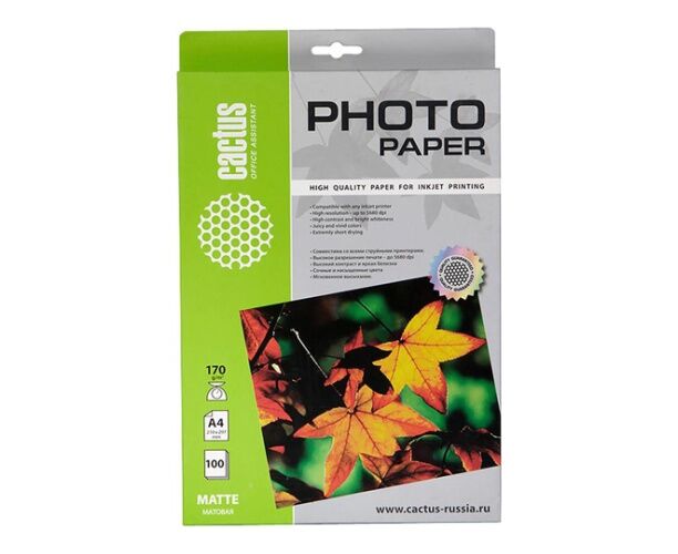 Фотобумага Cactus CS-MA4170100 A4/170г/м 2/100л/белый матовое для струйной печати