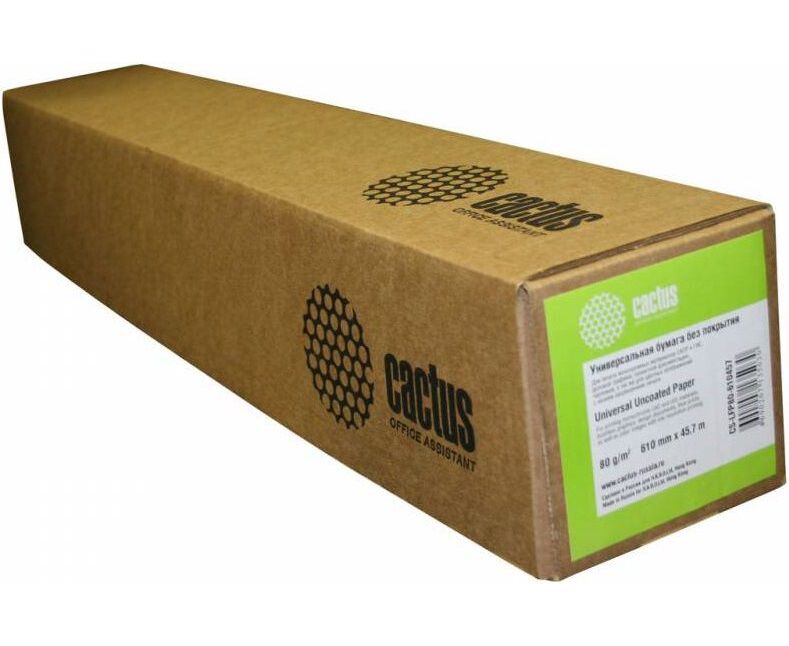 Бумага Cactus Eco CS-LFP80-610457 E 24"(A1) 610мм-45.7м/80г/м 2 CIE155% универсальная втулка:50.8мм (2") (упак.:1рул)