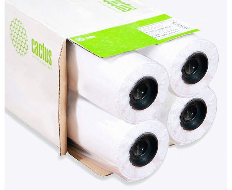 Бумага Cactus Eco CS-LFP80-914457 E-4 914мм-45.7м/80г/м 2/белый втулка:50.8мм (2") (упак.:4рул)