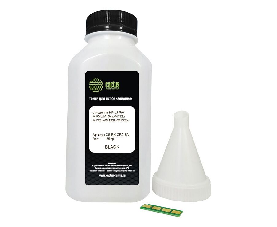 Тонер Cactus CS-RK-CF218 A черный флакон 55гр. (в компл.:чип) для принтера HP LJ Pro M104/M132