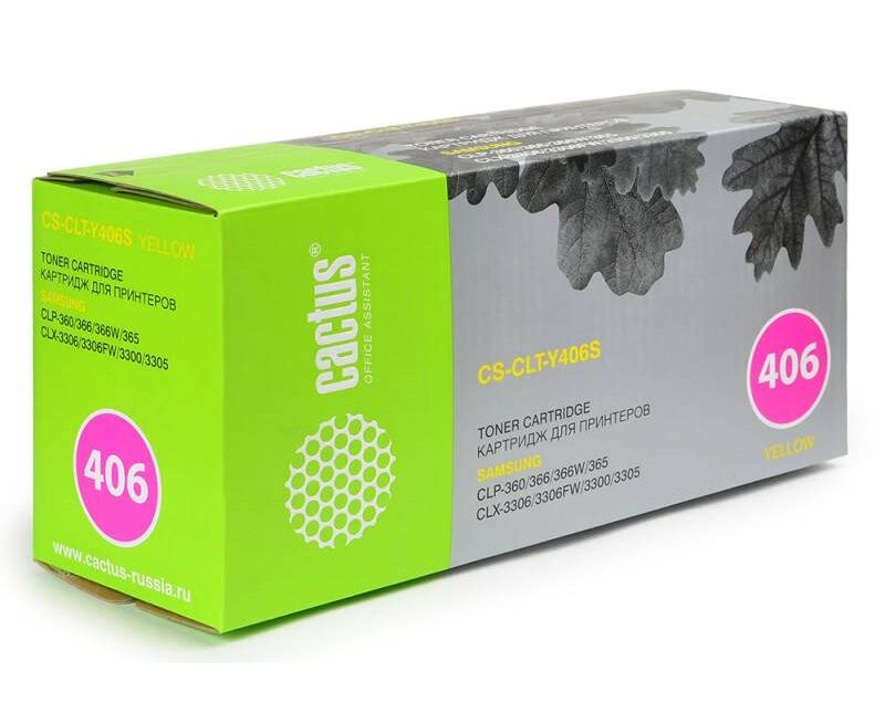 Тонер-картридж Cactus CS-CLT-Y406 S для принтеров Samsung CLP-360/365/CLX-3300/3305 yellow