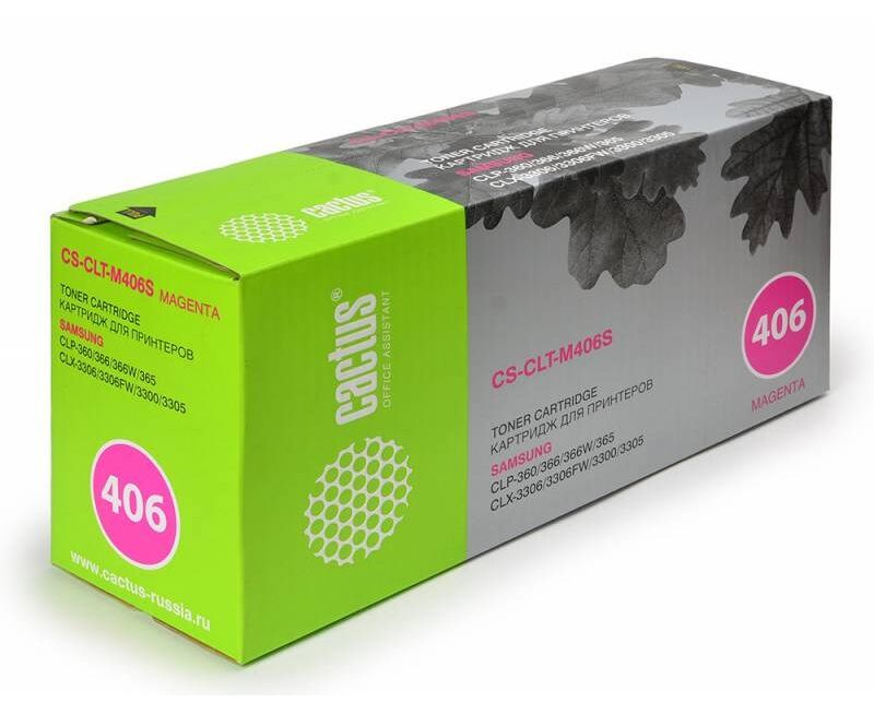 Тонер-картридж Cactus CS-CLT-M406 S для принтеров Samsung CLP-360/365/CLX-3300/3305 magenta