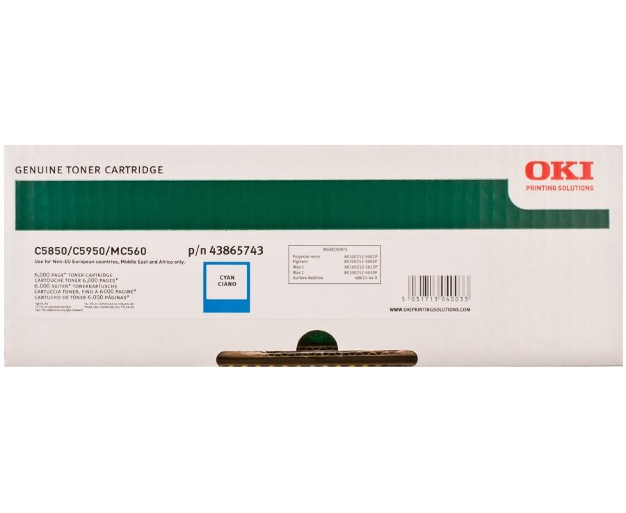 Тонер-картридж Oki C5850/5950/MC560 голубой 6 K (43 865 743)
