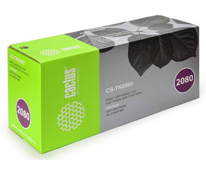 Тонер-картридж Cactus CS-TN2080 для Brother HL-2130 R/DCP-7055 R, 700 стр.