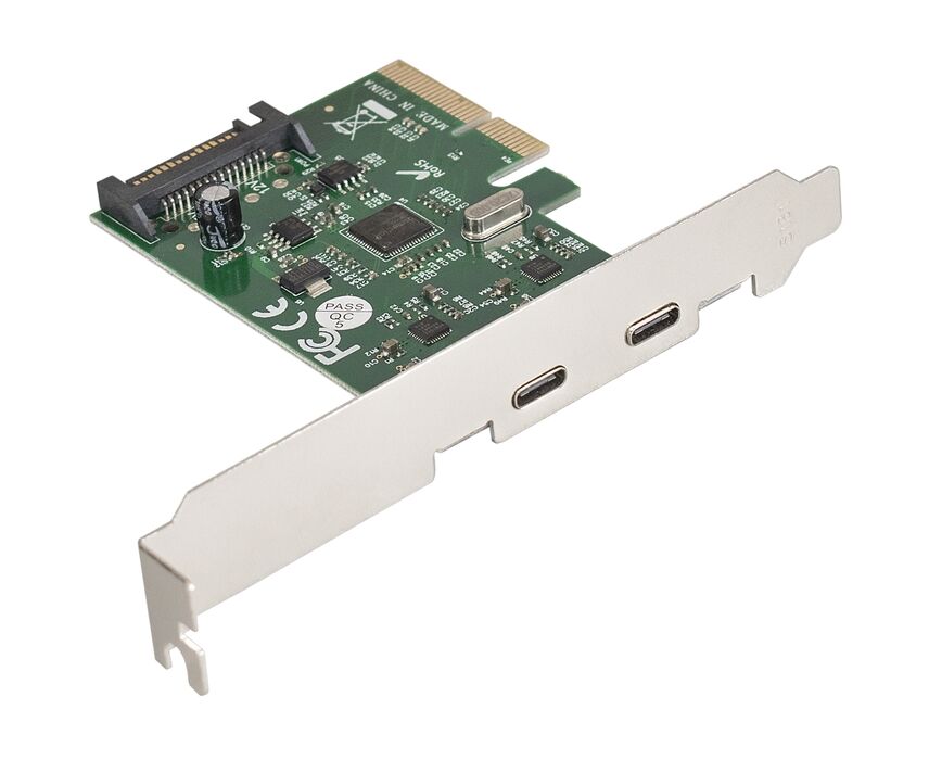 Контроллер Exe Gate EXE-313 EX283715 RUS (PCI-E x4 v3.0, 2*USB3.1 Gen2 Type-C ext., скорость до 10 Гбит/с, разъем доп.питания, AS Media Chipset ASM1142)