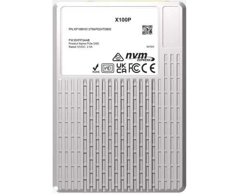 SSD PHISON X100 P (XP106 H017 T68 P018 T1900) 7680 GB NV Me U.3 (15mm) PC Ie NV Me Gen4 1x4 R7400/W7000 MB/s 3 D TLC 1750 K/190 K IOPS 1 DWPD single port