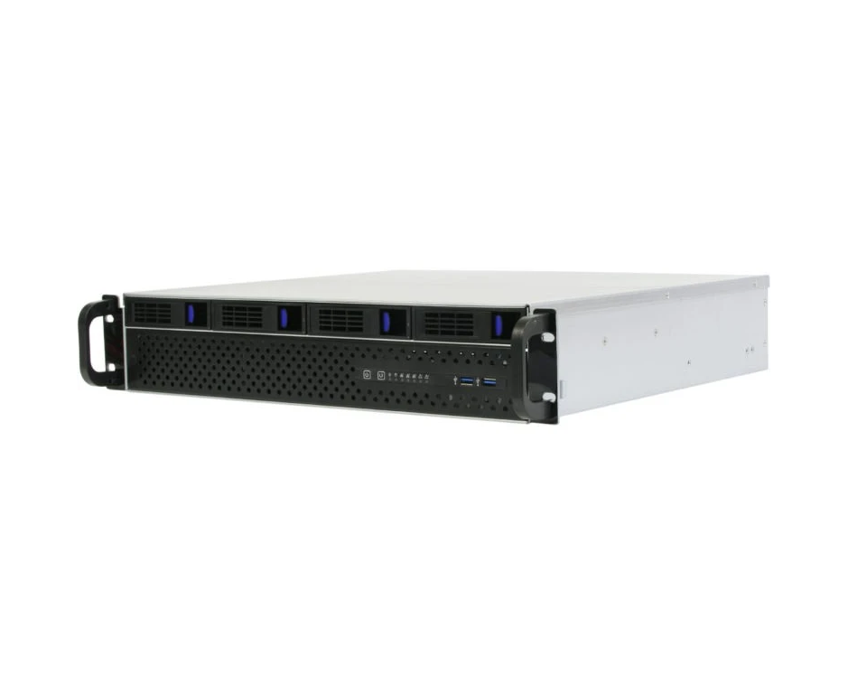 Корпус Procase ES204 XS-SATA3-B-0 2 U Rack (4 SATA III/SAS 12 Gbit hotswap HDD), черный, без блока питания, глубина 400мм, MB 12"x13"