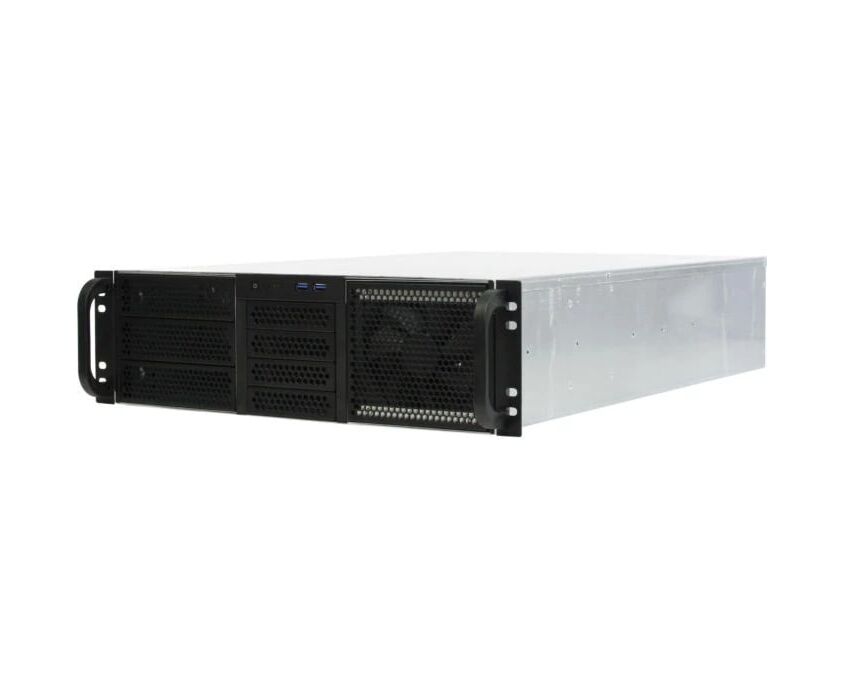 Серверный корпус Procase RE306-D3 H9-C-48 3 U server case,3x5.25+9 HDD,черный,без блока питания,глубина 480мм,MB CEB 12"x10.5"