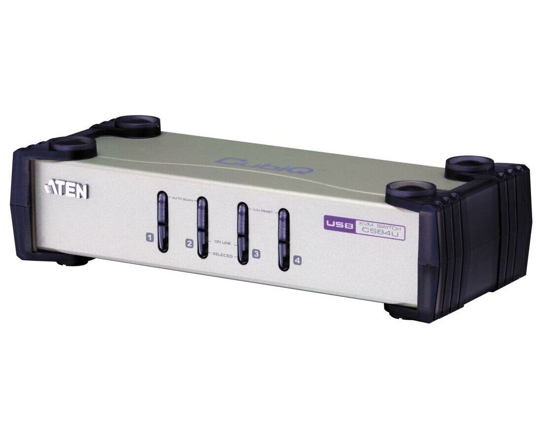 KVM-переключатель Aten CS84 U-AT 4-портовый 1 user HDB15(SVGA Female)+KBD(PS/2)+Mouse(PS/2) KVM-порты SPHD18(Female)